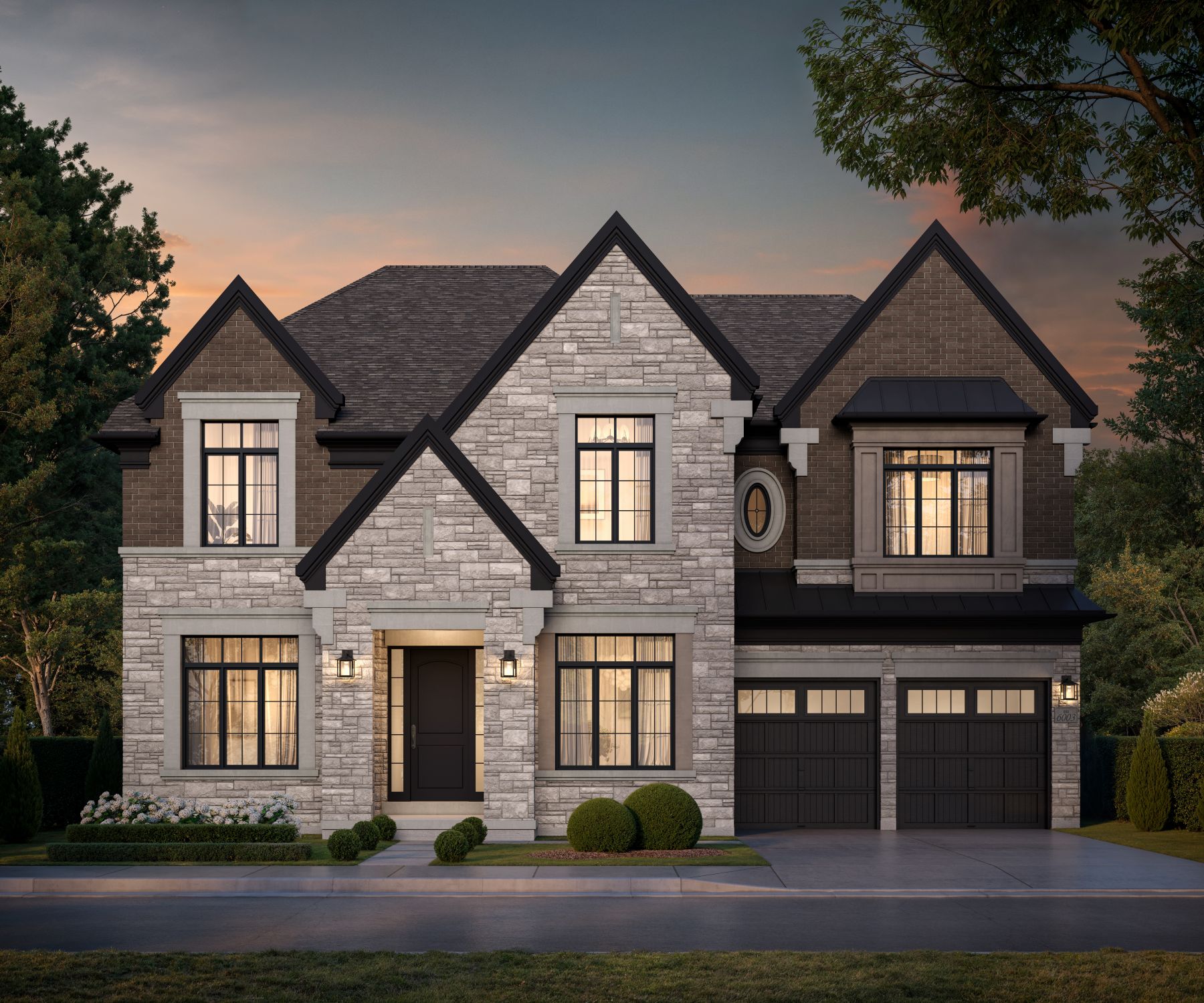 The Monarch model 6003 Elevation A luxury house exterior at The Legacy Estates in Burlington.